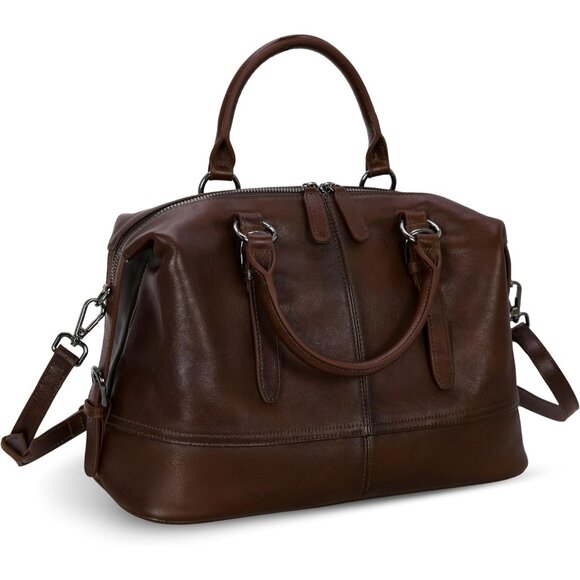 Versatile Women´s Leather Tote with Detachable Strap -...